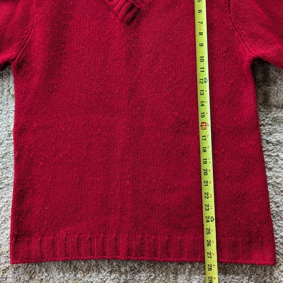 J. Crew Mens Pullover V Neck Long Sleeve Wool Sweater Red Size Medium - Picture 11 of 11
